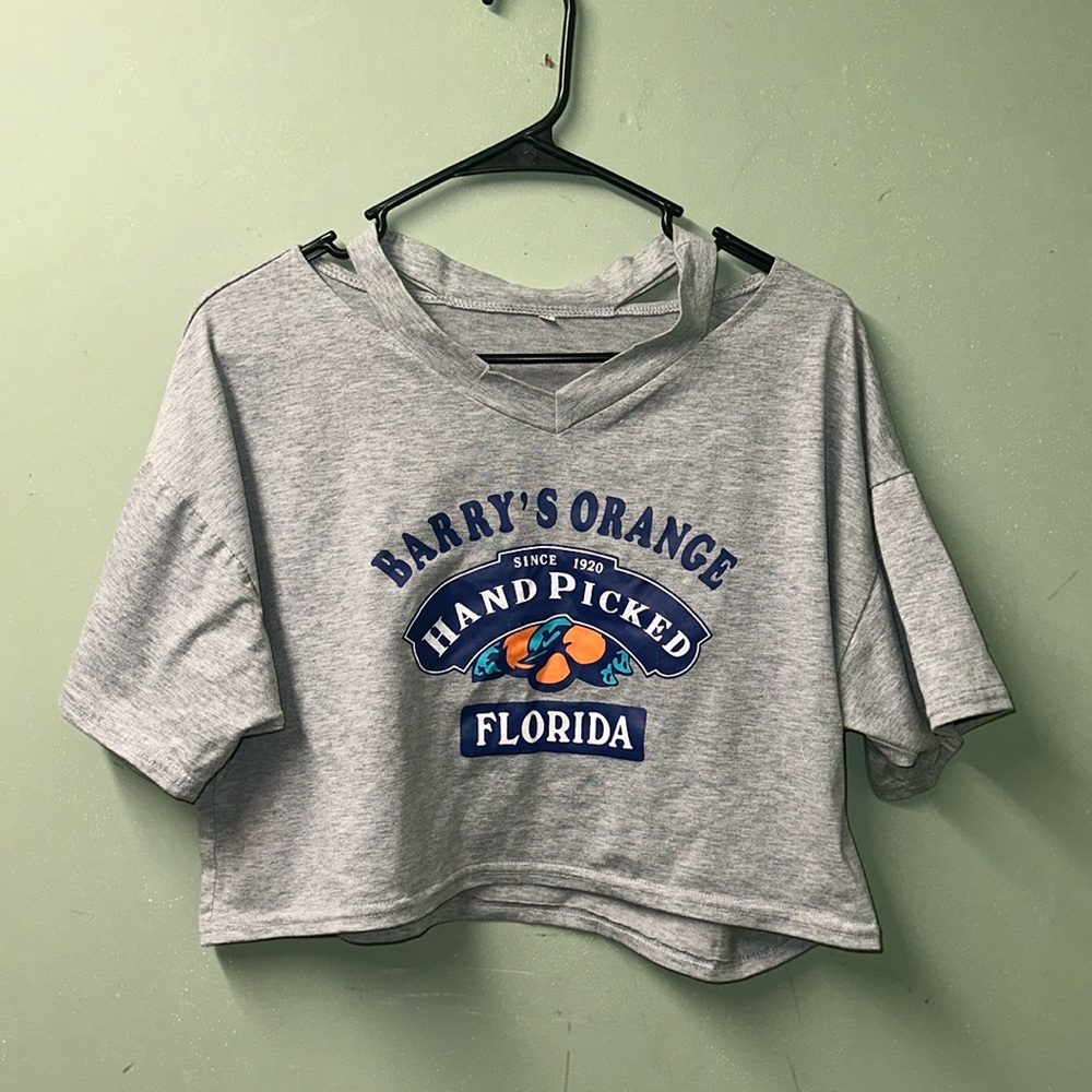 Grey Florida oranges crop top